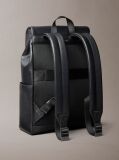 Black Emblem Hardware Flap Closure Backpack  Men