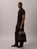Black Emblem Hardware Flap Closure Backpack  Men
