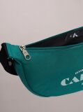 Green Textile Logo Graphic Crossbody Banana Bag  Men