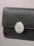Black Monogram Plaque Leather Trifold Wallet  Women
