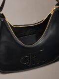 Black Soft Touch Crescent Logo Hobo Bag  Women