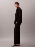 Black Straight Seersucker Trousers  Men