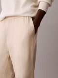 Beige Linen Cotton Drawstring Trousers  Men