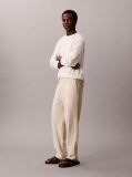 Beige Linen Cotton Drawstring Trousers  Men