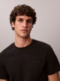 Black Slim Fit Logo Patch Fluid Cotton T-Shirt  Men