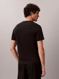 Black Slim Fit Logo Patch Fluid Cotton T-Shirt  Men