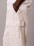 White Relaxed Straight Linen Blend Cargo Pants  Men