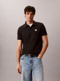 Black Classic Fit Micro Waffle Knit Polo Shirt  Men