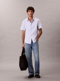Purple Short Sleeve Oxford Cotton Shirt  Men
