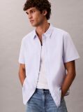 Purple Short Sleeve Oxford Cotton Shirt  Men