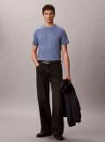 Blue Monogram Logo Embroidery Crew Neck T-Shirt  Men