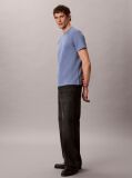 Blue Monogram Logo Embroidery Crew Neck T-Shirt  Men
