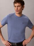 Blue Monogram Logo Embroidery Crew Neck T-Shirt  Men