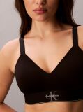 Black Lightly Lined Bralette - Graphic Monogram Microfibre Stretch  Women