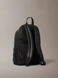 Black Embossed Logo Dome Backpack  Men