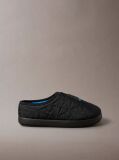 Black Quilted Logo Slippers  Men