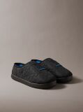 Black Quilted Logo Slippers  Men