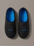 Black Quilted Logo Slippers  Men