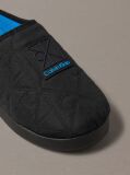 Black Quilted Logo Slippers  Men