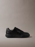 Black Leather Durable Traction Chunky Sneakers  Men