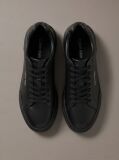 Black Leather Durable Traction Chunky Sneakers  Men