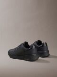 Black Leather Chunky Dad Sneakers  Men