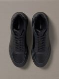Black Leather Chunky Dad Sneakers  Men