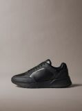 Black Leather Chunky Dad Sneakers  Men