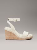 White Leather Espadrille Wedge Sandals  Women