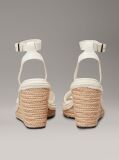 White Leather Espadrille Wedge Sandals  Women