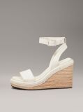 White Leather Espadrille Wedge Sandals  Women