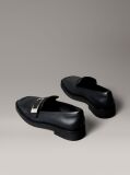 Black Leather Apron Toe Loafers  Women
