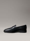 Black Leather Apron Toe Loafers  Women