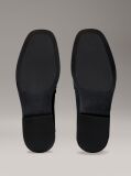 Black Leather Apron Toe Loafers  Women