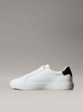 White Smooth Leather Embossed Logo Trainers  Women