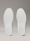 White Smooth Leather Embossed Logo Trainers  Women