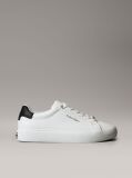 White Smooth Leather Embossed Logo Trainers  Women