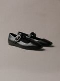 Black Leather Mary Jane Ballerinas  Women