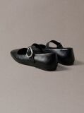Black Leather Mary Jane Ballerinas  Women
