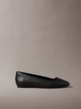 Black Leather Square Toe Ballerinas  Women