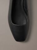 Black Leather Square Toe Ballerinas  Women