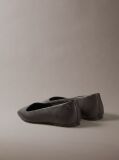 Black Leather Square Toe Ballerinas  Women