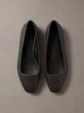 Black Leather Square Toe Ballerinas  Women