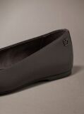 Black Leather Square Toe Ballerinas  Women
