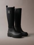 Black Knee-High Flexible Lug Sole Rainboots  Women