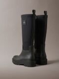 Black Knee-High Flexible Lug Sole Rainboots  Women