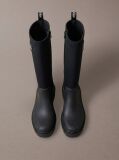 Black Knee-High Flexible Lug Sole Rainboots  Women
