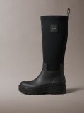 Black Knee-High Flexible Lug Sole Rainboots  Women