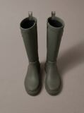 Green Knee-High Flexible Lug Sole Rainboots  Women