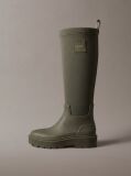 Green Knee-High Flexible Lug Sole Rainboots  Women